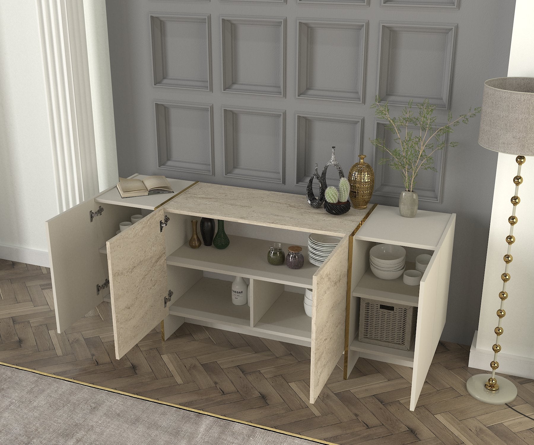 Sideboard Veyron Beige Granit Optik