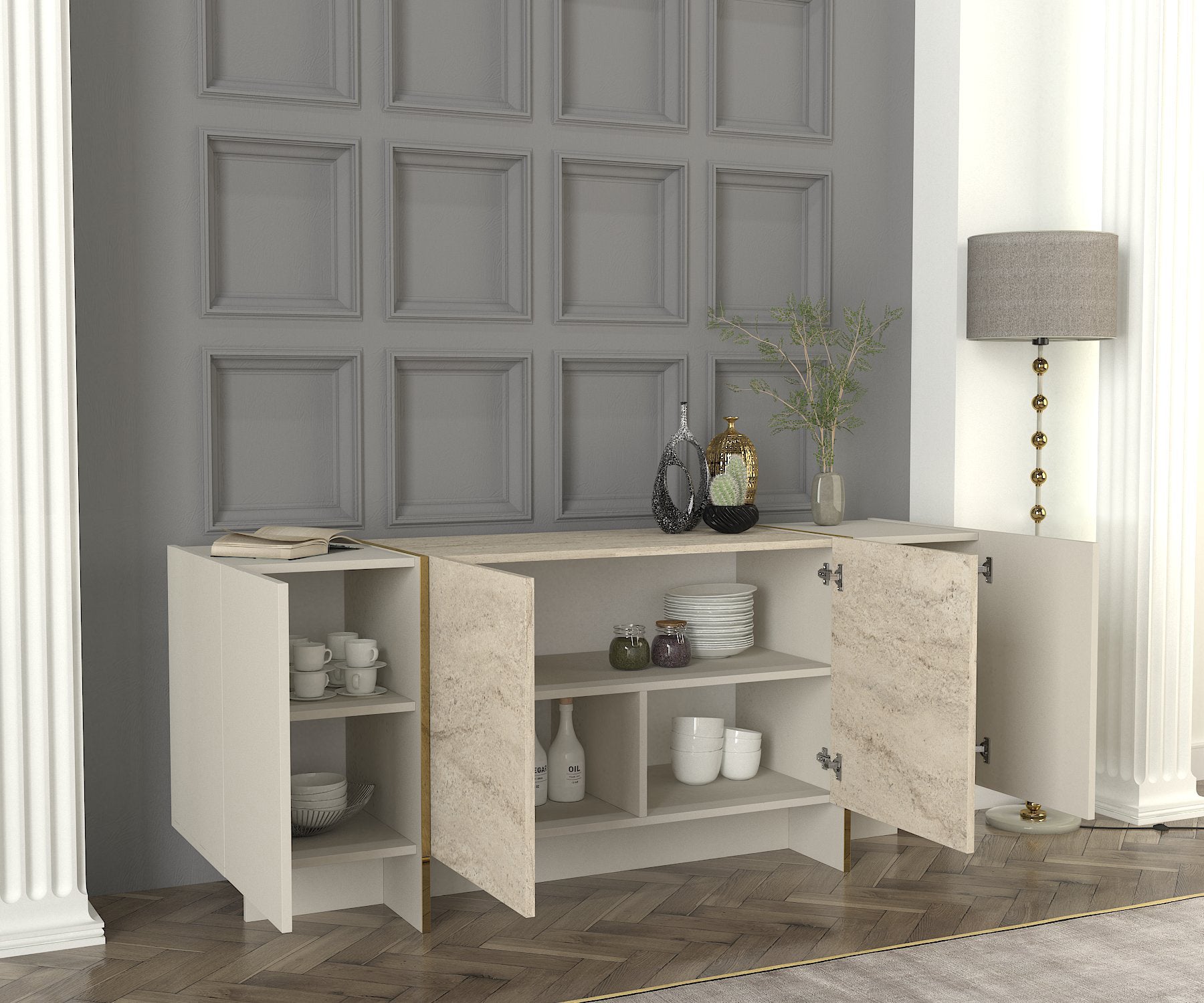 Sideboard Veyron Beige Granit Optik