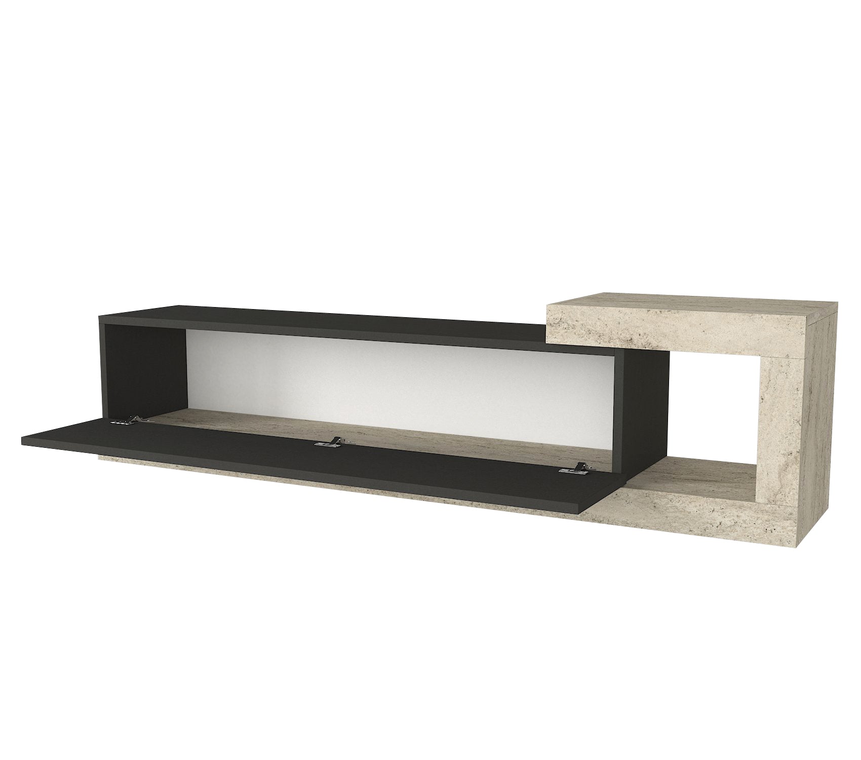 TV Lowboard Bliss Anthrazit-Beige Trawertin Optik