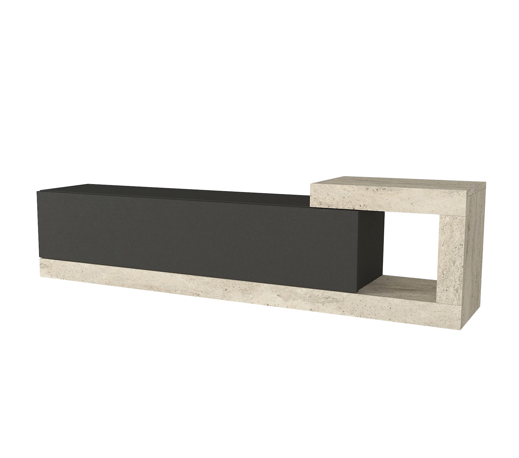 TV Lowboard Bliss Anthrazit-Beige Trawertin Optik