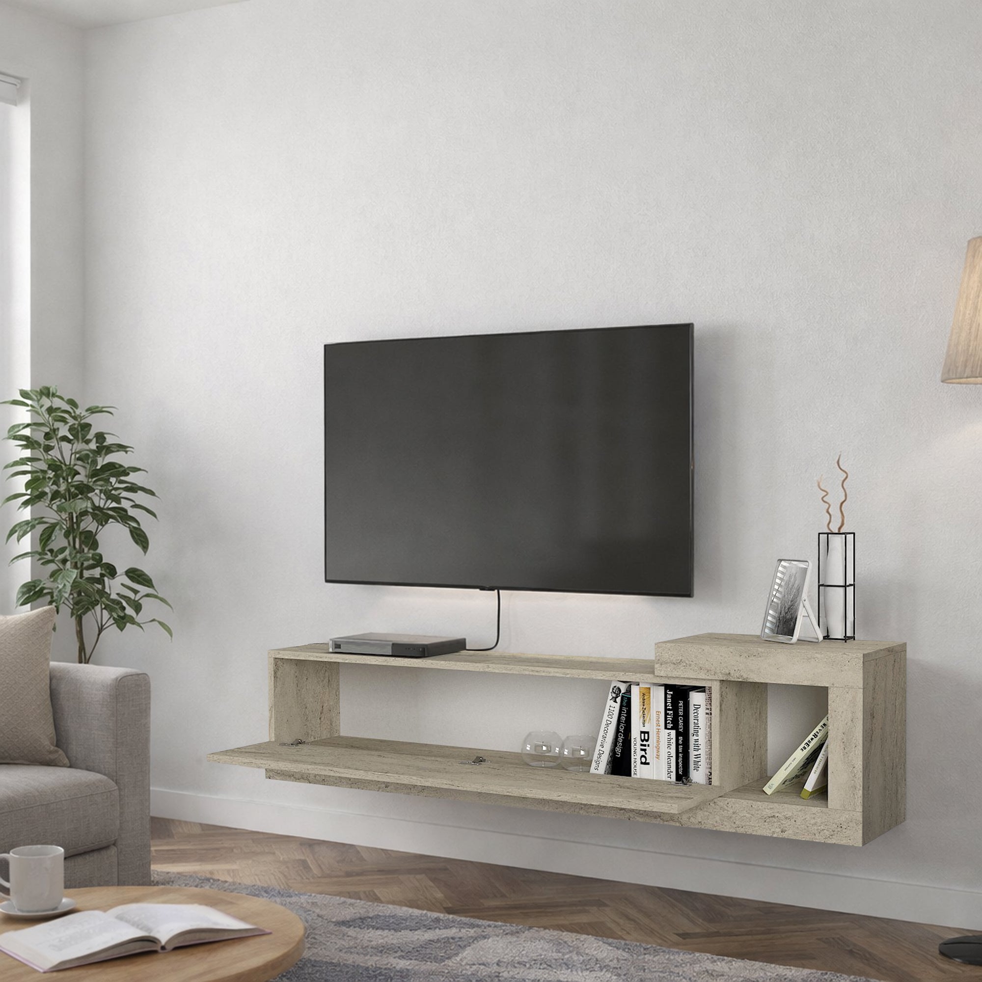 TV Lowboard Bliss Beige Trawertin Optik