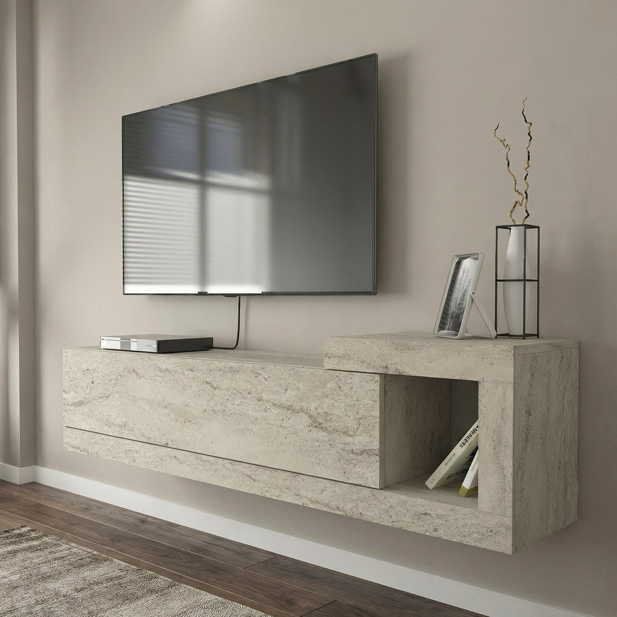 TV Lowboard Bliss Beige Trawertin Optik