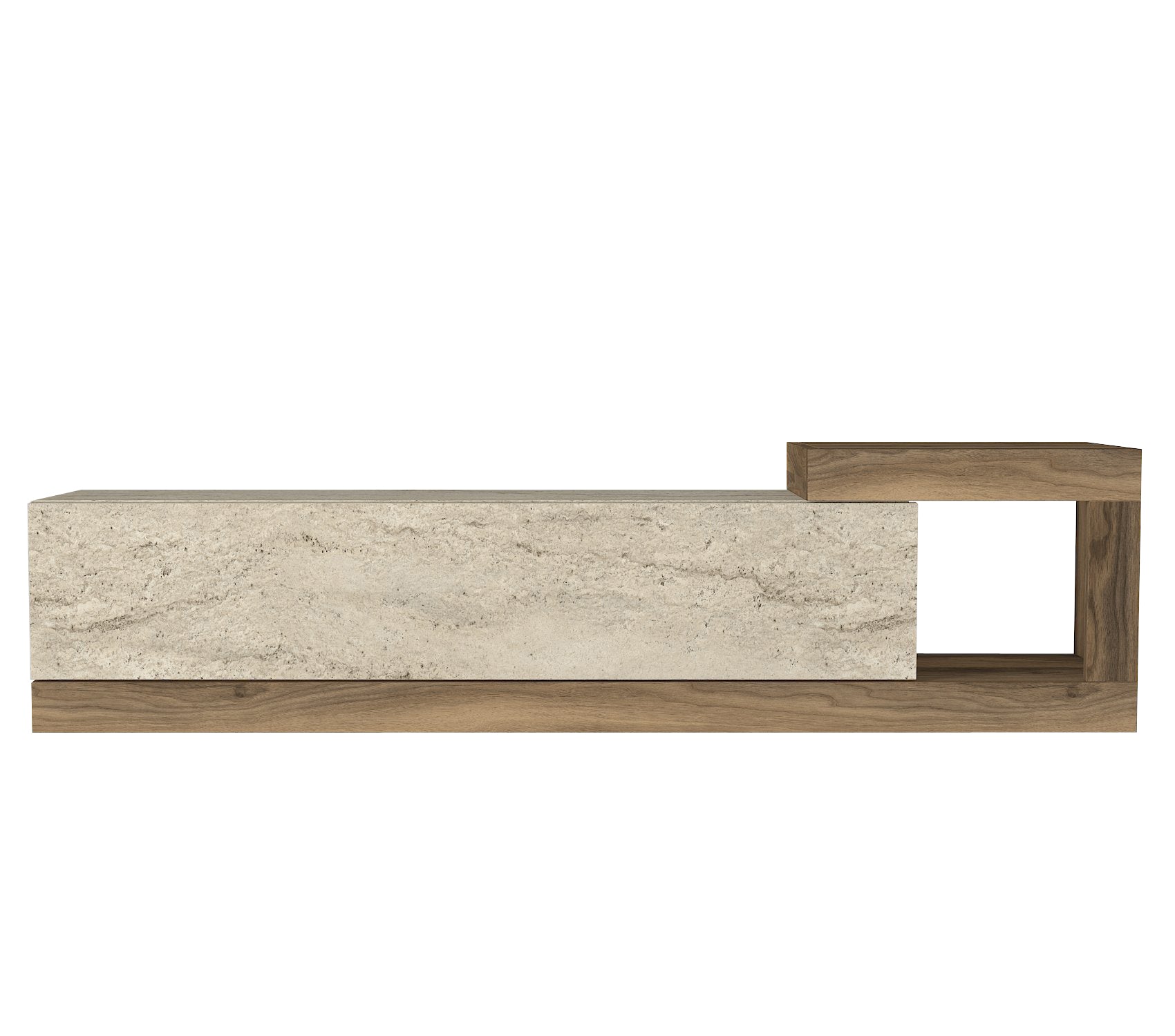 TV Lowboard Bliss Beige Trawertin Optik-Braun