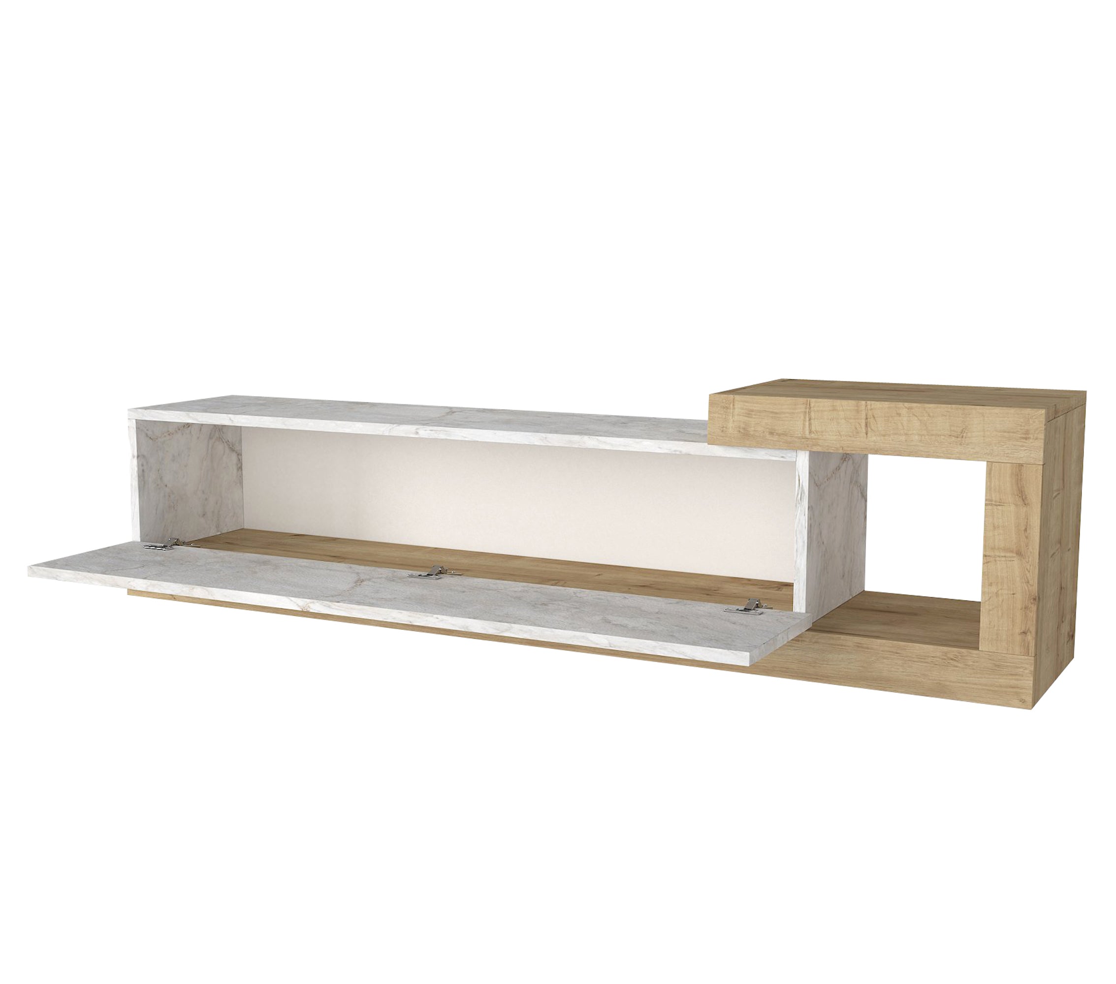 TV Lowboard Bliss Wieß Marmor Optik-Safir