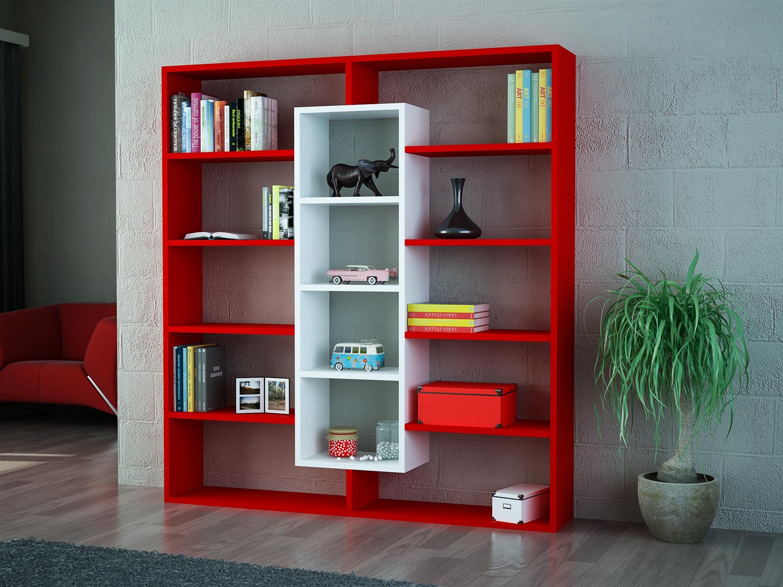 Bücherregal Ample Rot Weiß