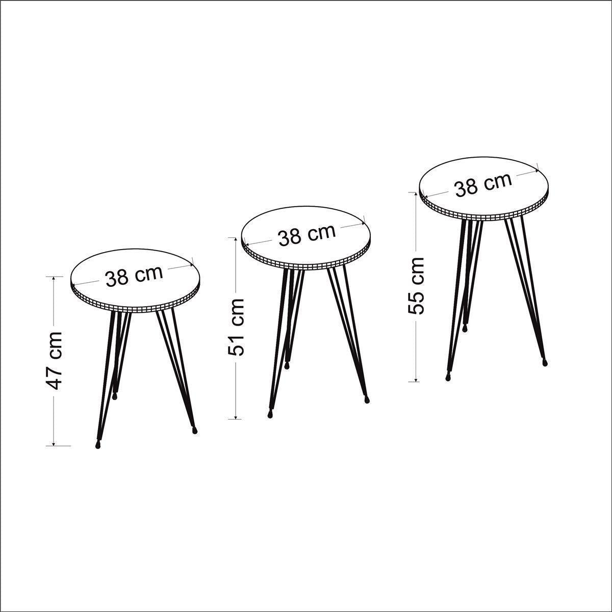 Beistelltisch 3 er Set Weiß 21216283