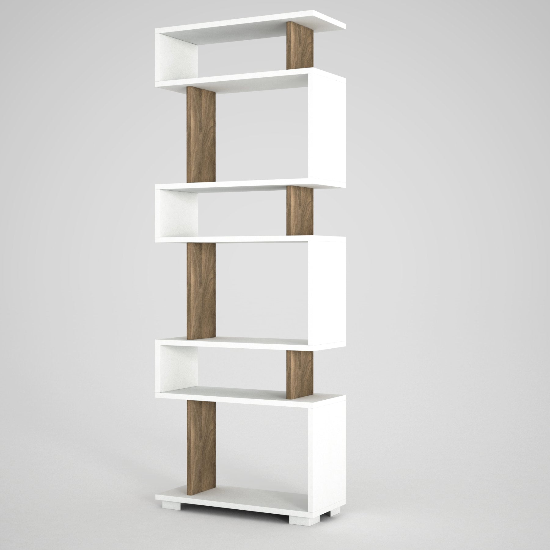 Bücherregal Blok  Weiß Walnuss