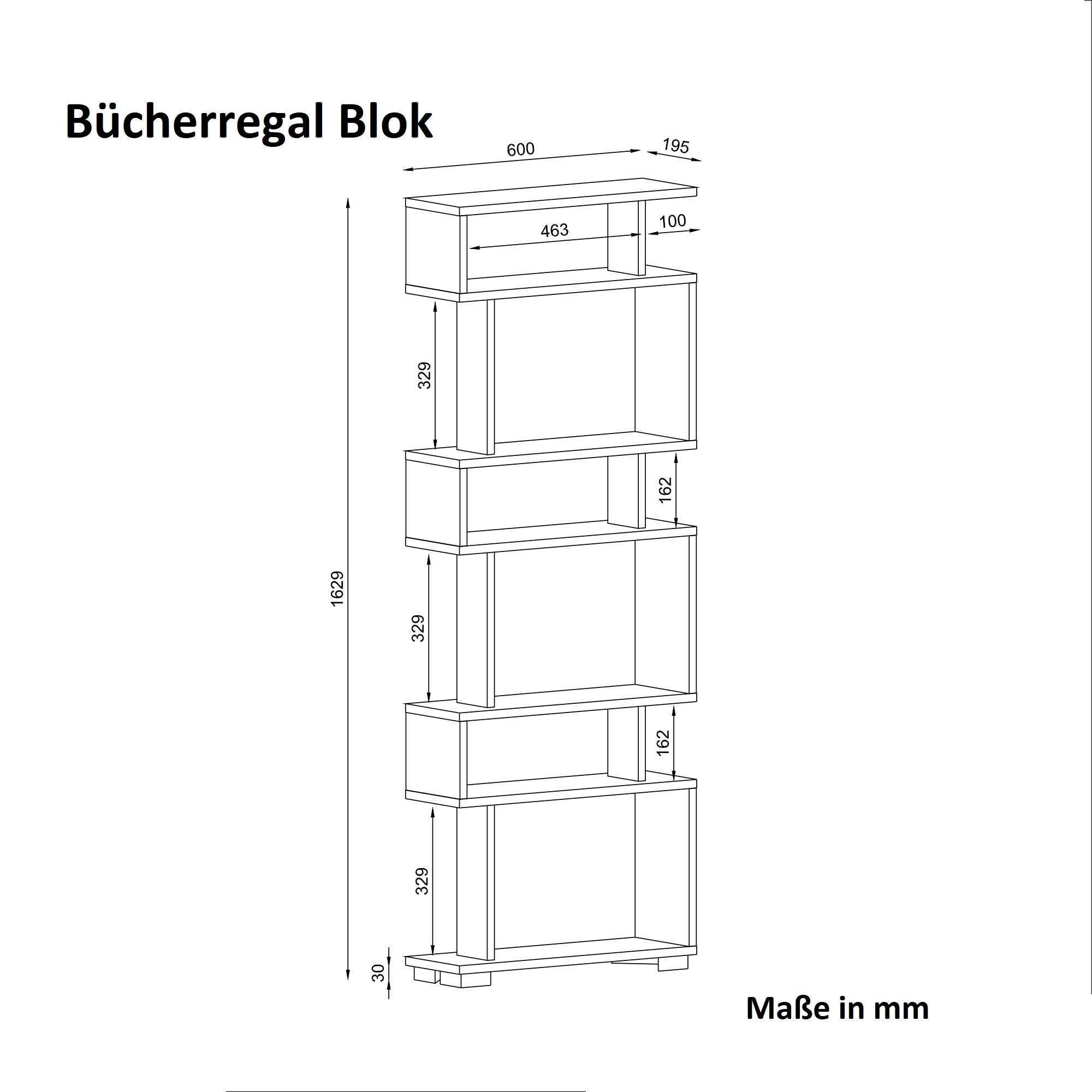 Bücherregal Blok  Weiß Walnuss