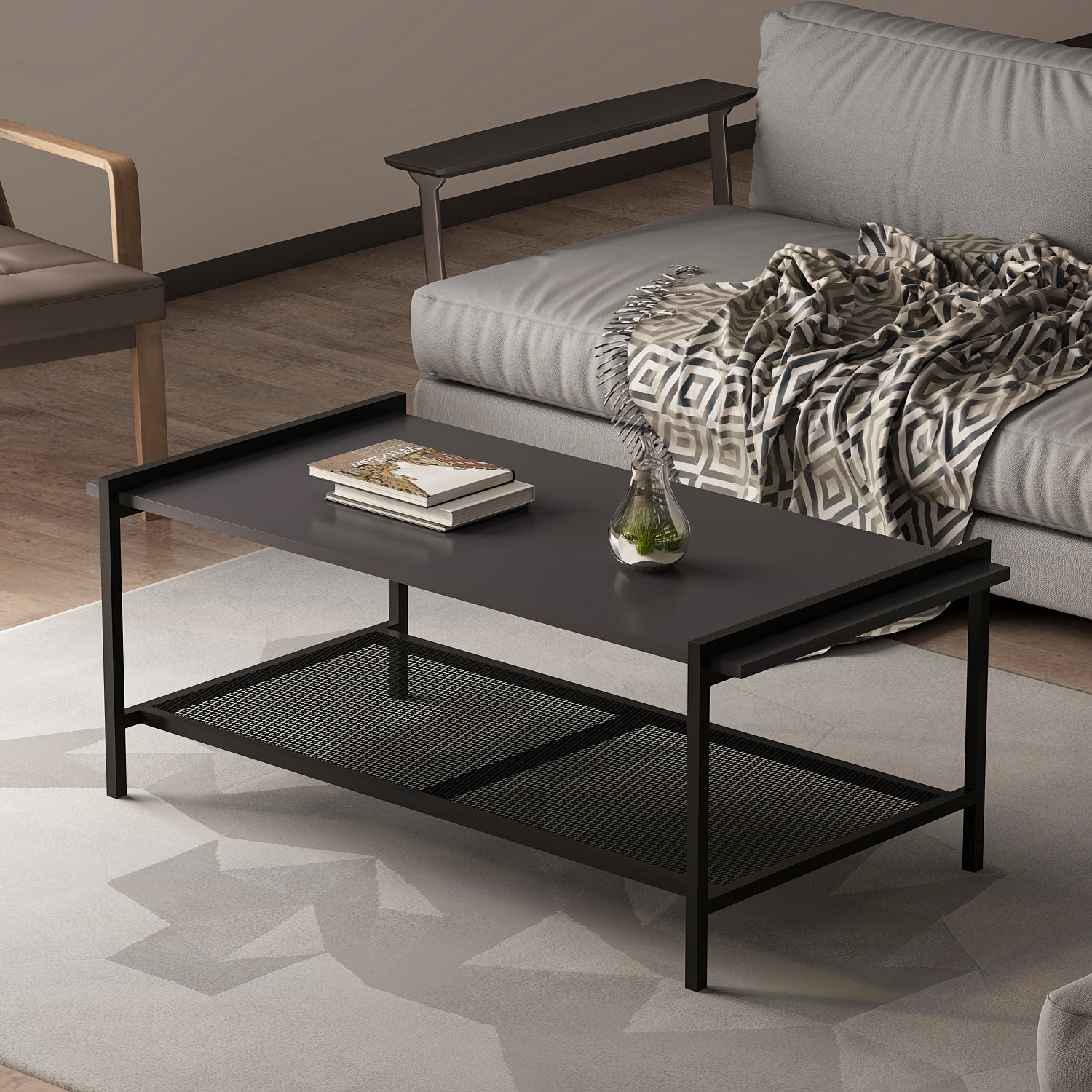Couchtisch Lara mit Metallfüße Anthrazit 9185