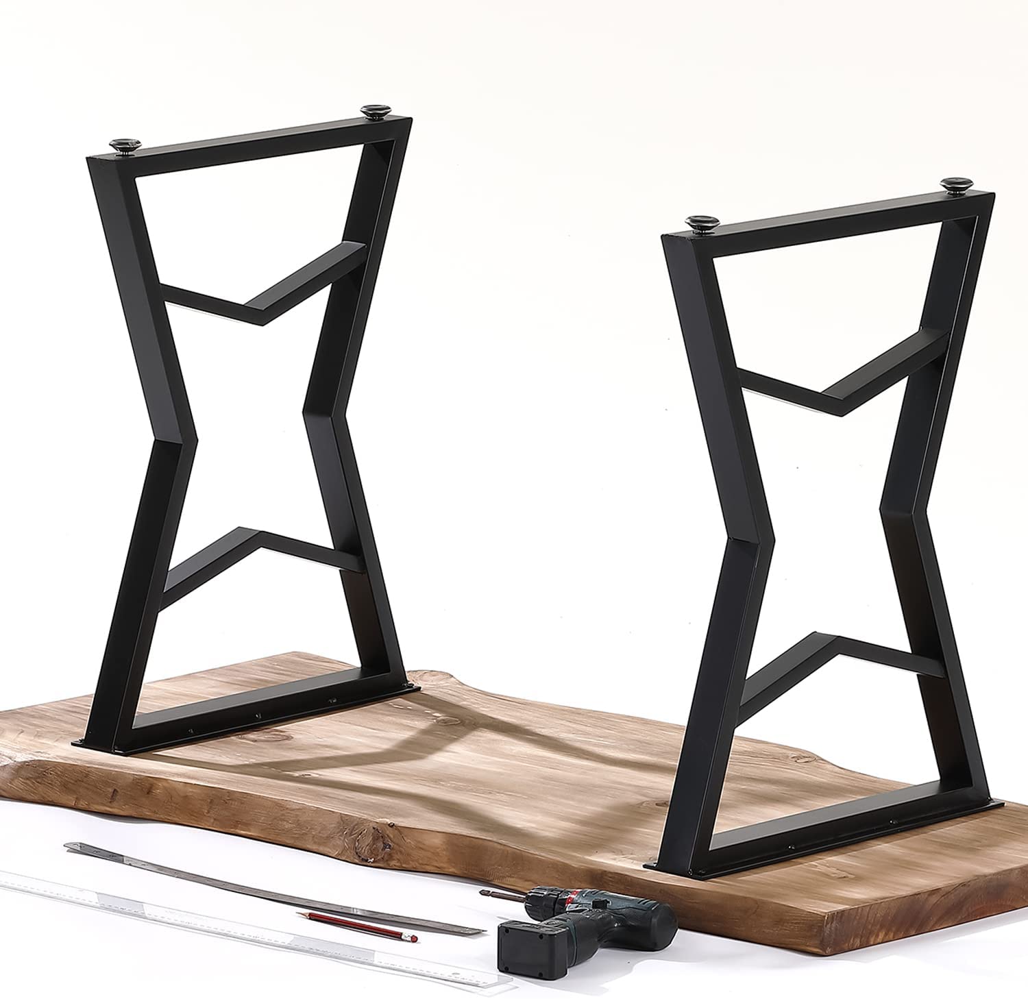 Tischgestell Stahl Schwarz 2 Stück 55x72 cm