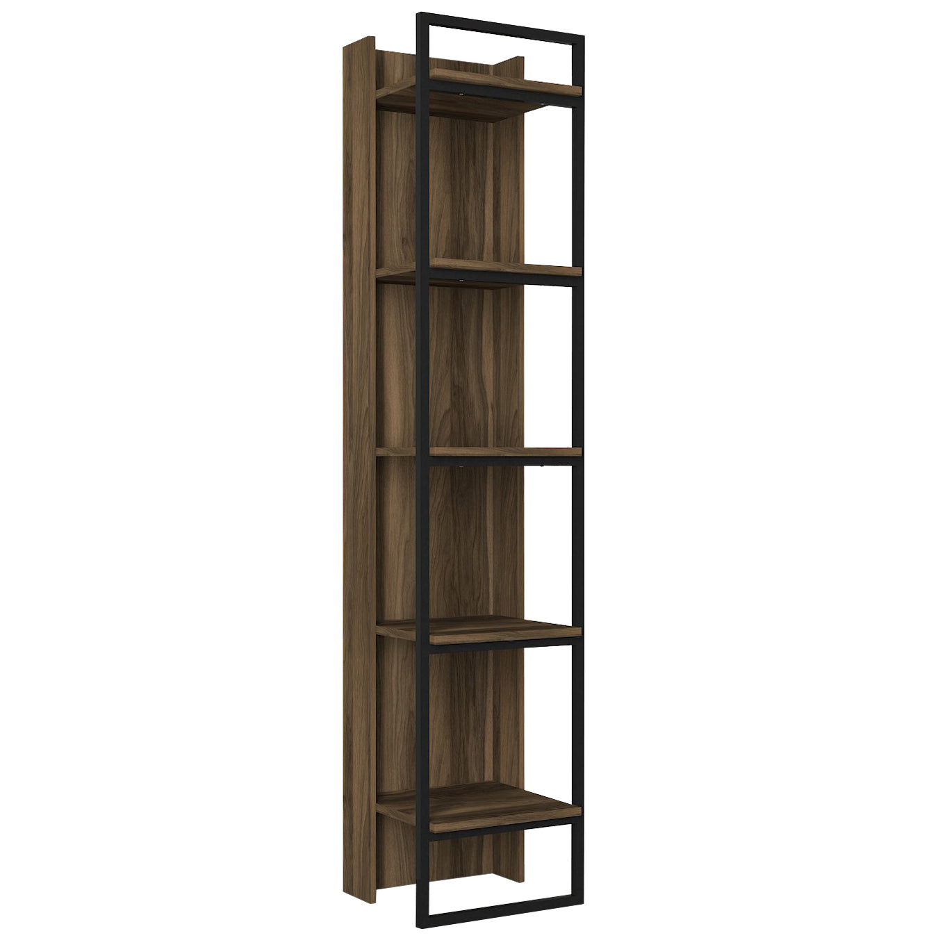 Bücherregal Kelvin mit Metallfüße und Rahmen Walnuss