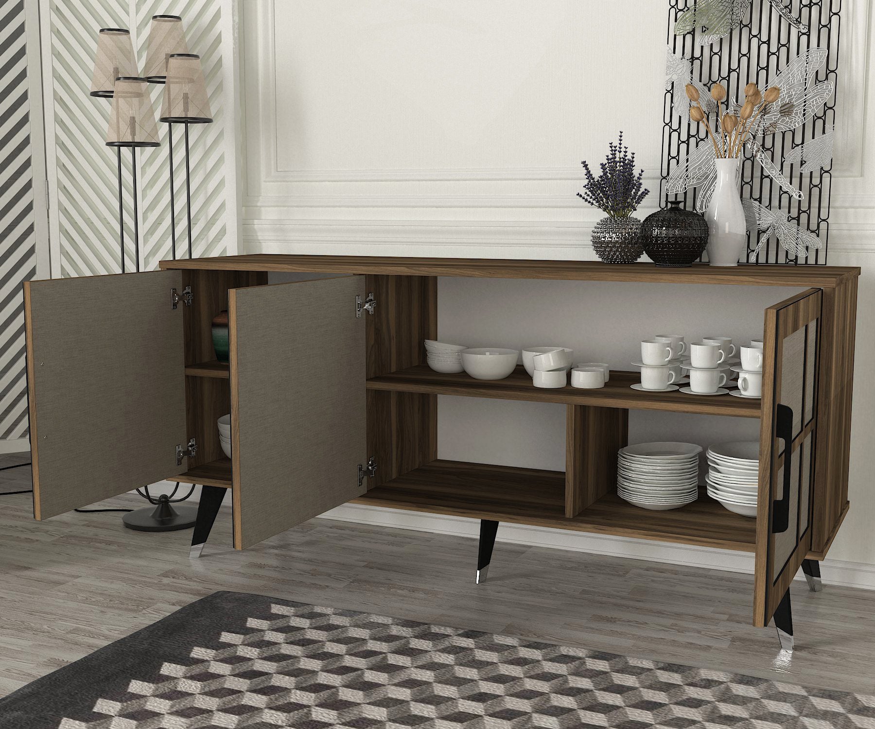 Sideboard Logan Walnuss Grau