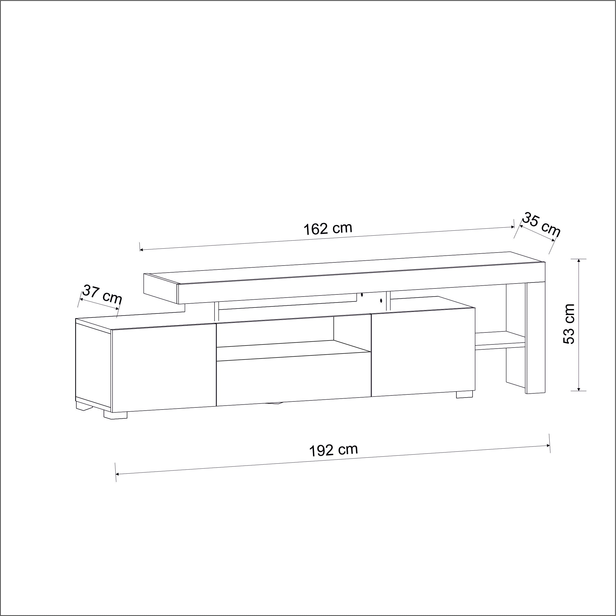 TV Lowboard Weiß mit LED-Leuchten Hochglanz 9048