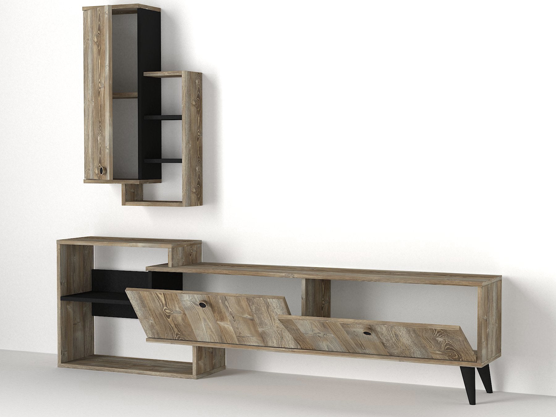 Wohnwand Palemo Eiche Schwarz Modern Design