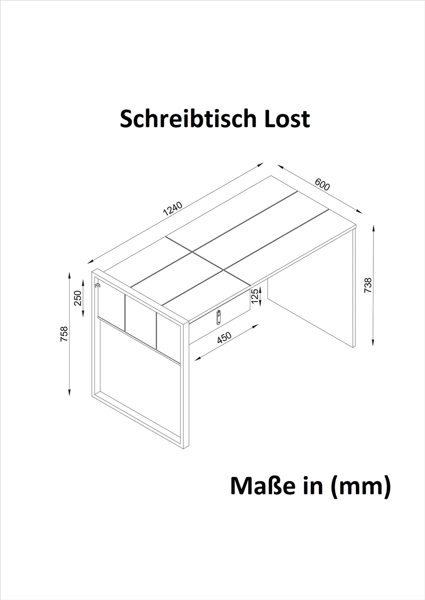 Schreibtisch Lost mit Metallfüße Walnuss