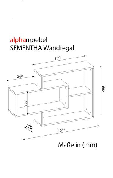 Wandregal Sementha Weiß Walnuss