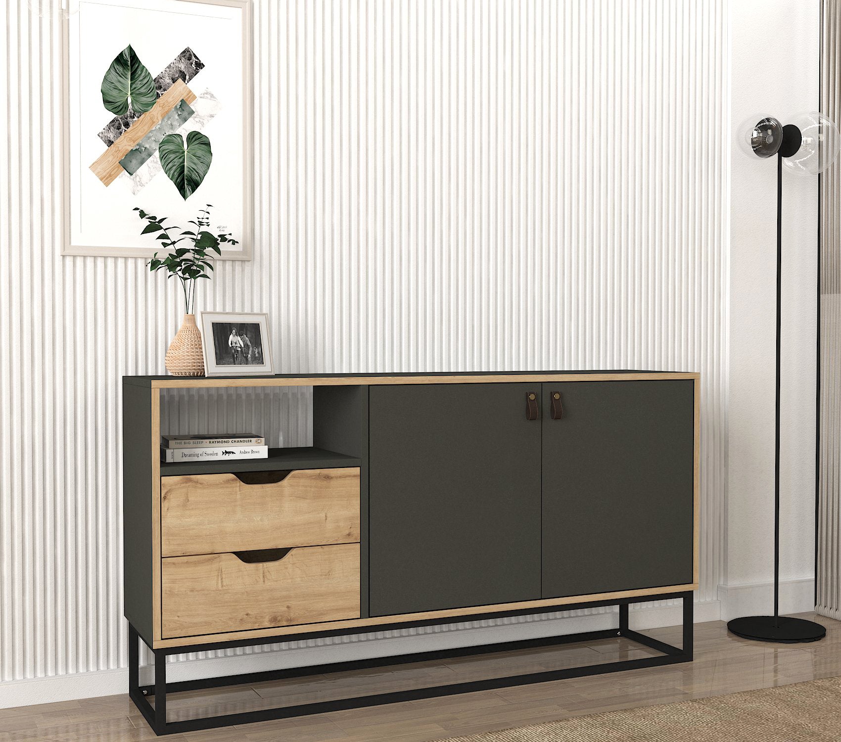 Sideboard Dolores mit Metallfüße Anthrazit Safir