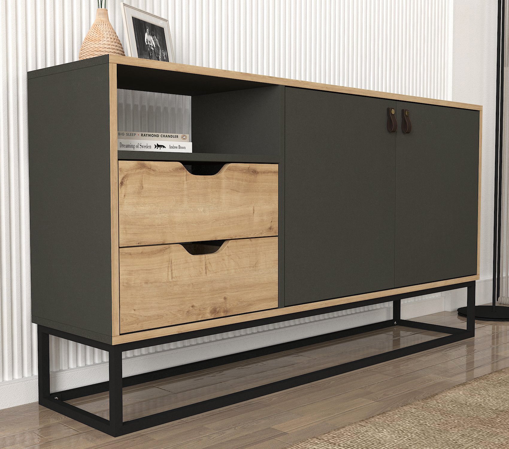 Sideboard Dolores mit Metallfüße Anthrazit Safir