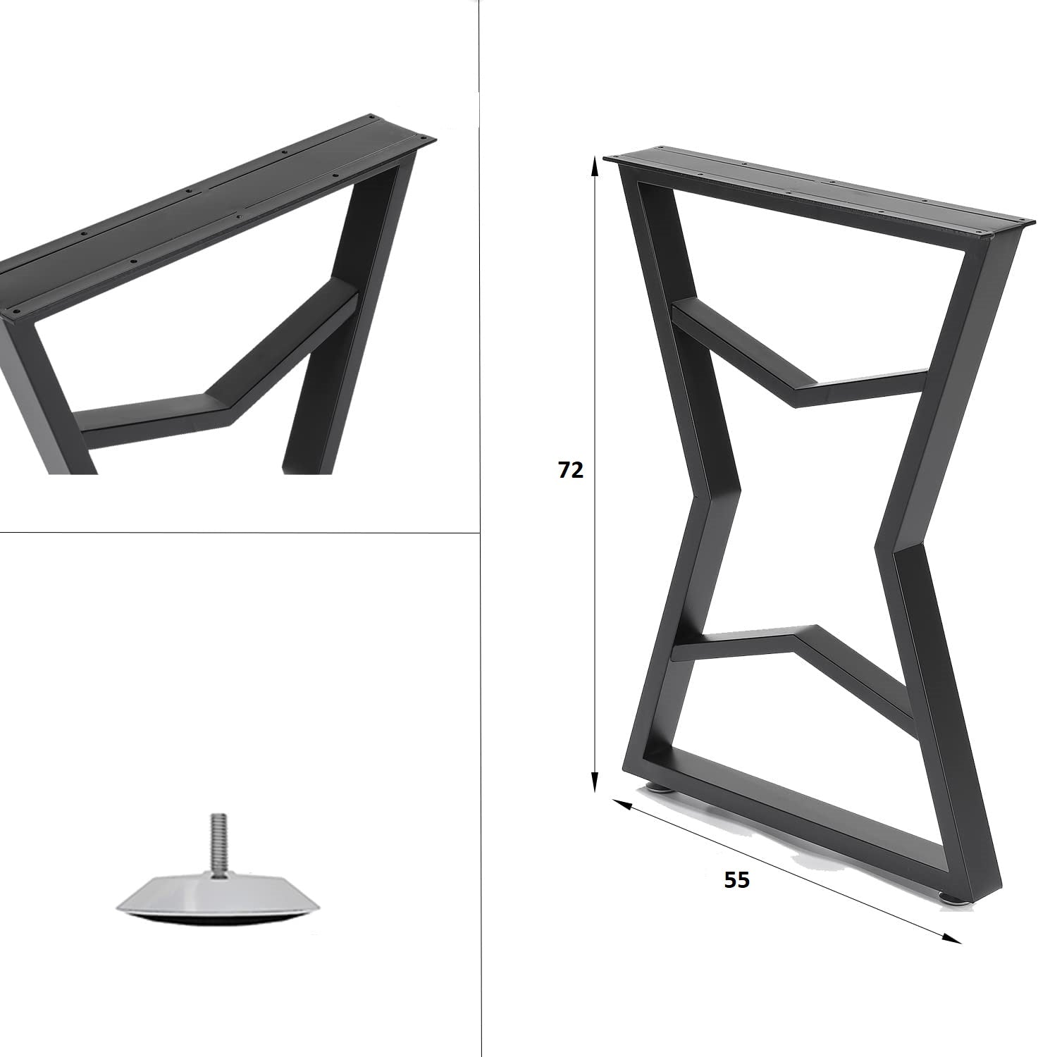 Tischgestell Metall Schwarz 2-er Set 55x72 cm