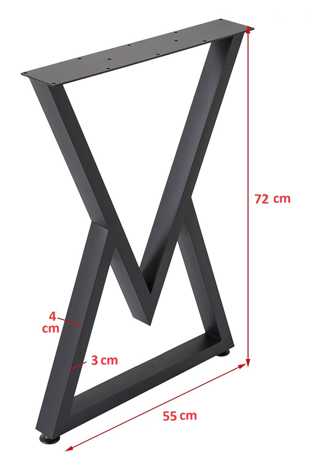 Tischgestell OS Metall Schwarz 2-er Set 55x72 cm