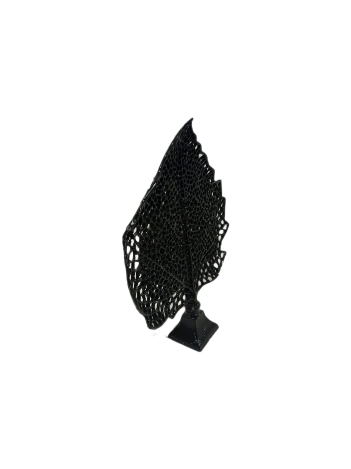 Skulptur Ahornblatt Schwarz Marmoroptik