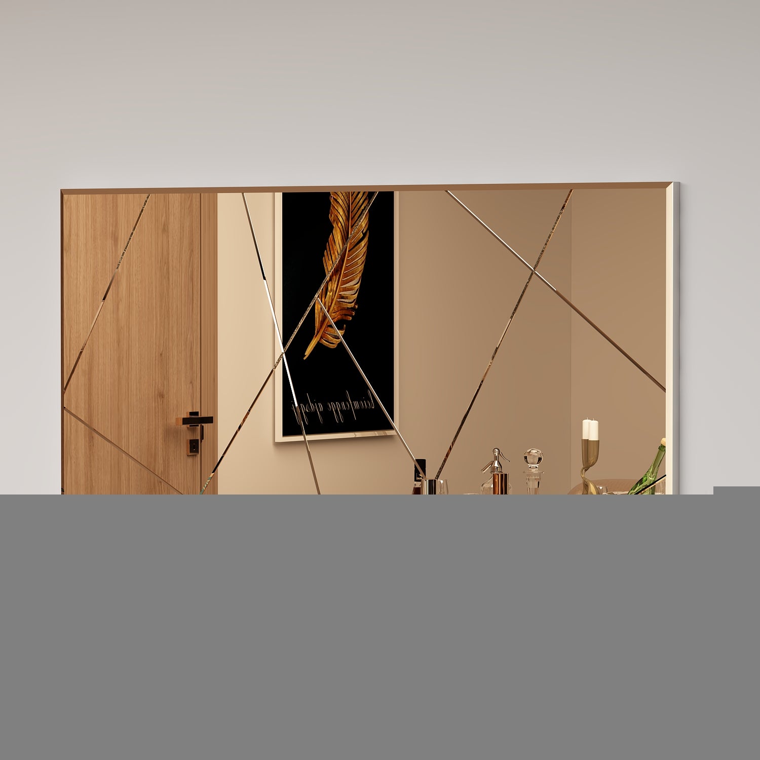 Wandspiegel Rechteck Design Bronzefarbe 120 cm x 60 cm