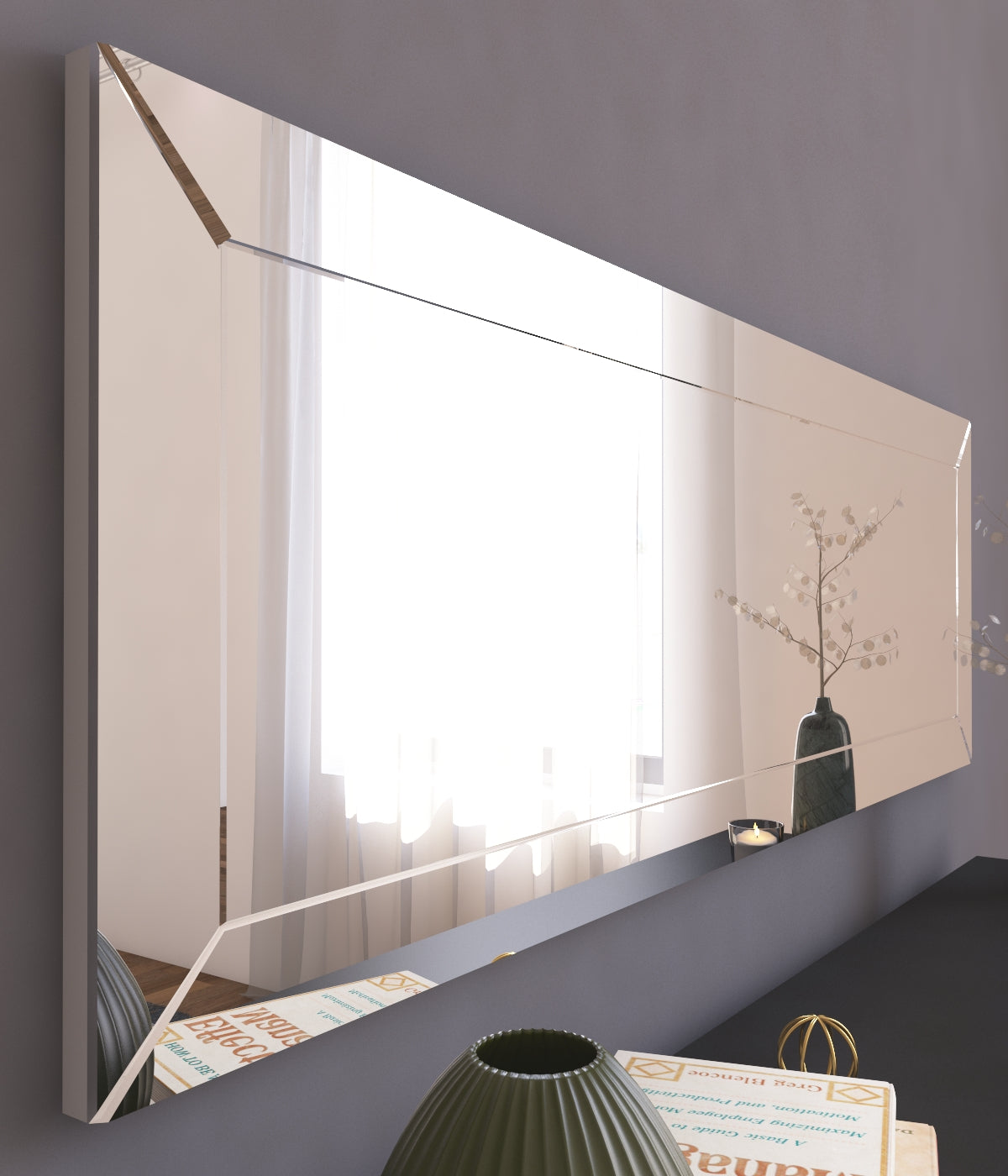 Wandspiegel Rechteck Design Modern Transparent 120 cm x 40 cm
