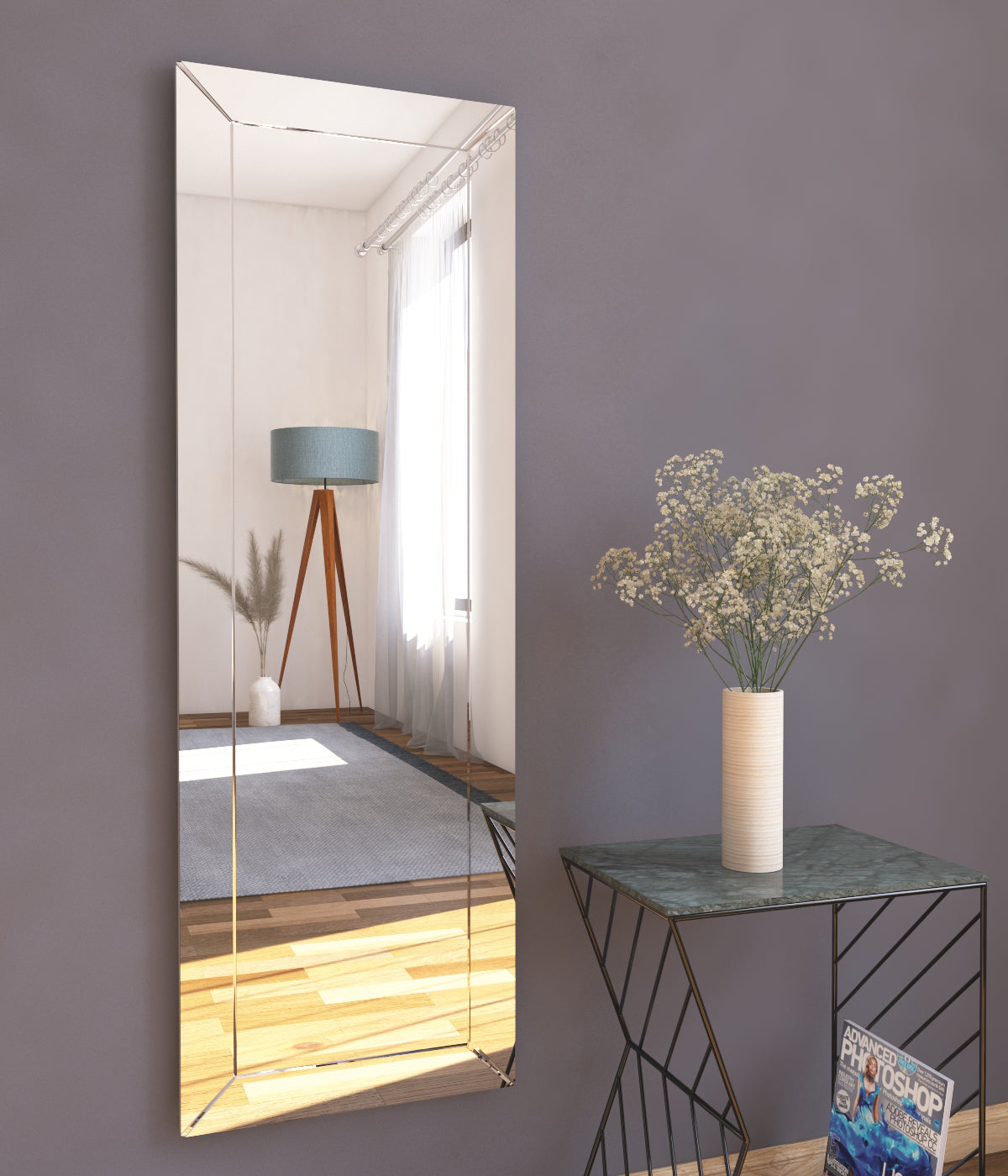 Wandspiegel Rechteck Design Modern Transparent 120 cm x 40 cm