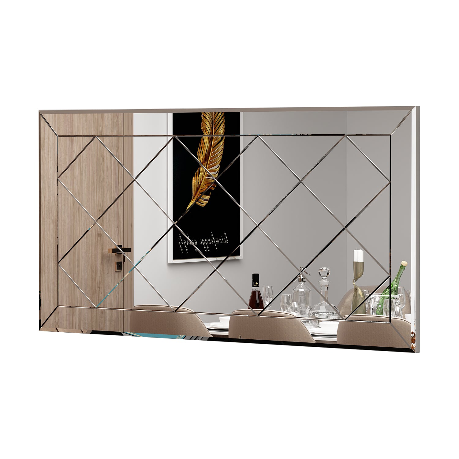 Wandspiegel Rechteck Design Transparent 120 cm x 60 cm