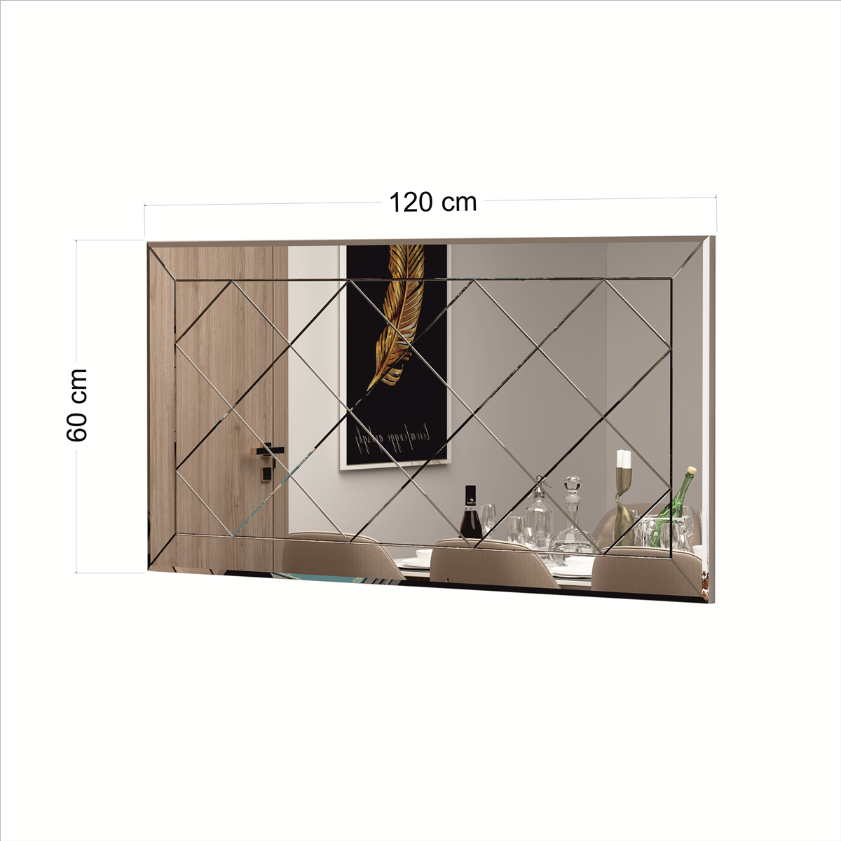 Wandspiegel Rechteck Design Transparent 120 cm x 60 cm