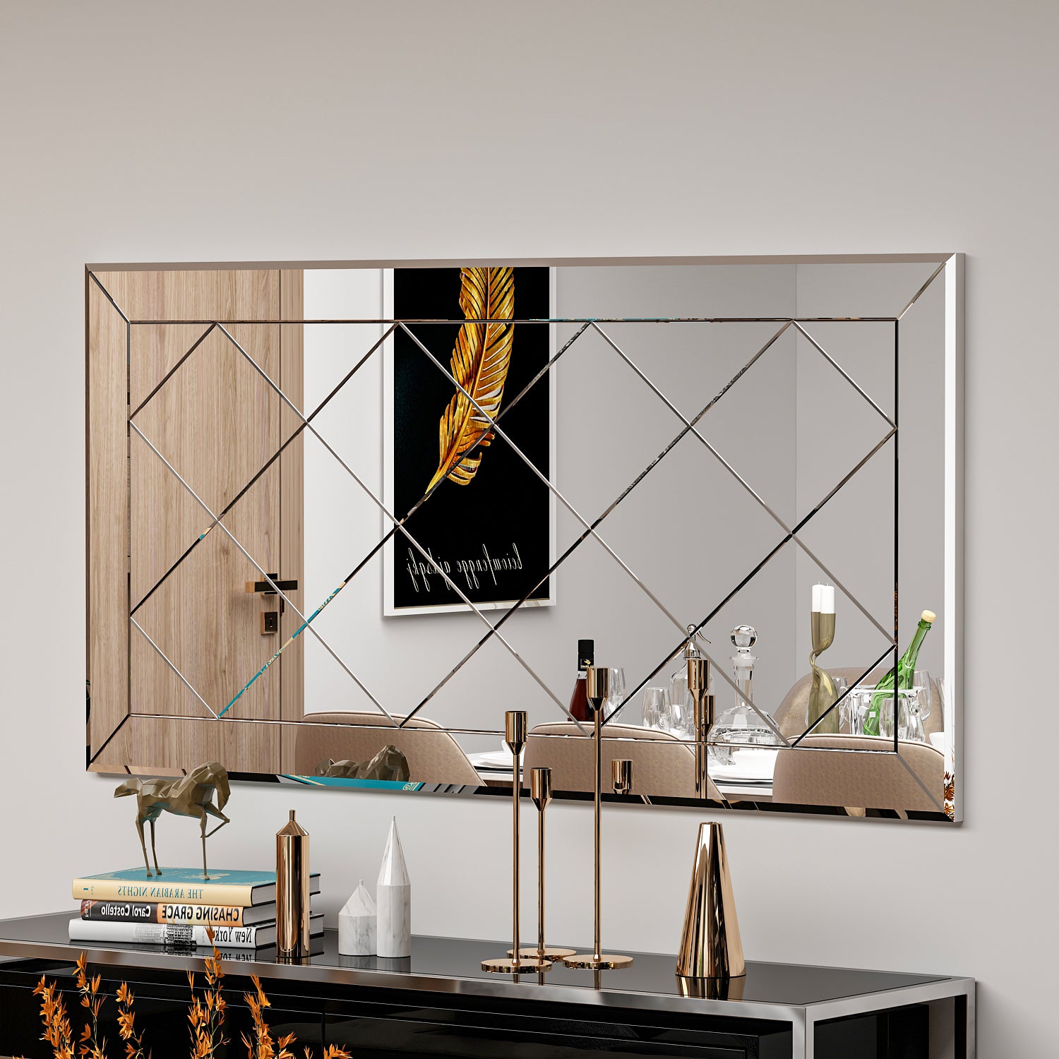 Wandspiegel Rechteck Design Transparent 120 cm x 60 cm