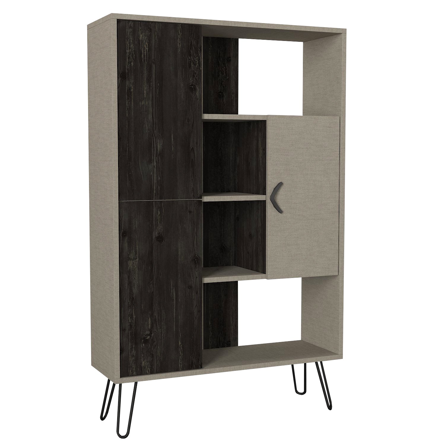 Bücherregal Trenta mit Metallfüße Grau Rebab