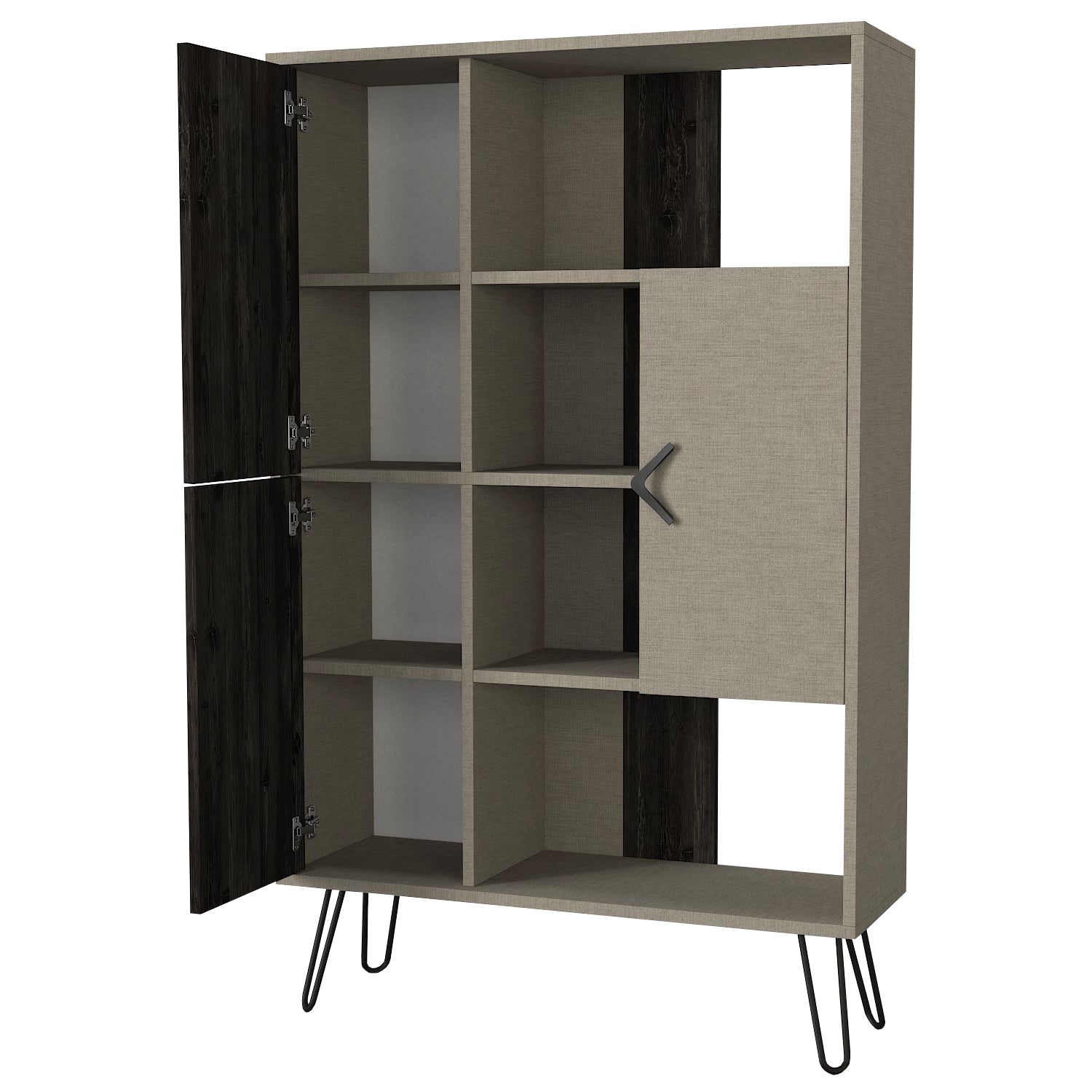 Bücherregal Trenta mit Metallfüße Grau Rebab