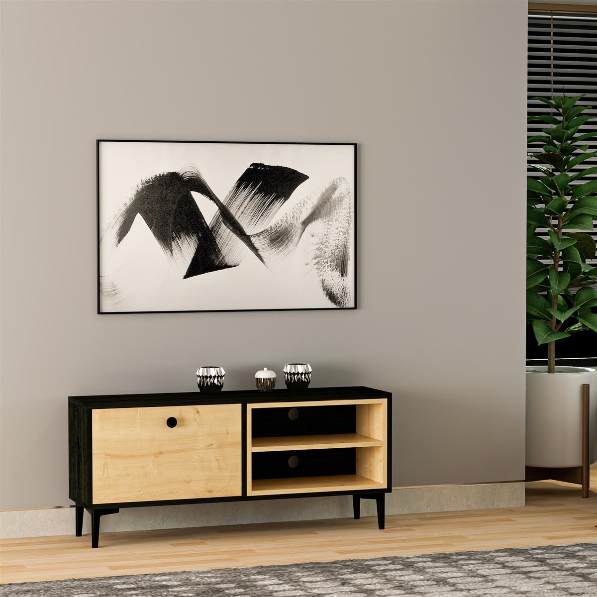 TV Lowboard Alto Safir Schwarz Holzoptik 9642