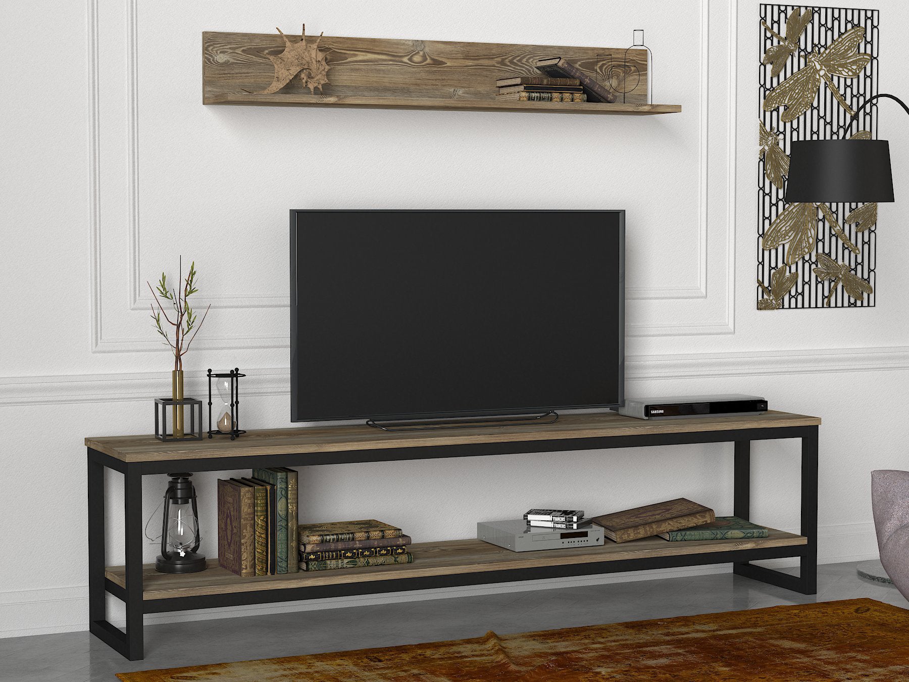 TV Lowboard Wanna mit Metallfüße Eiche